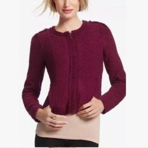 CAbi Britt Boucle Merlot Crop Blazer